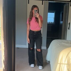 American Eagle Dreamy Drape Stretch Super High Waisted Baggy Wide Leg Jean